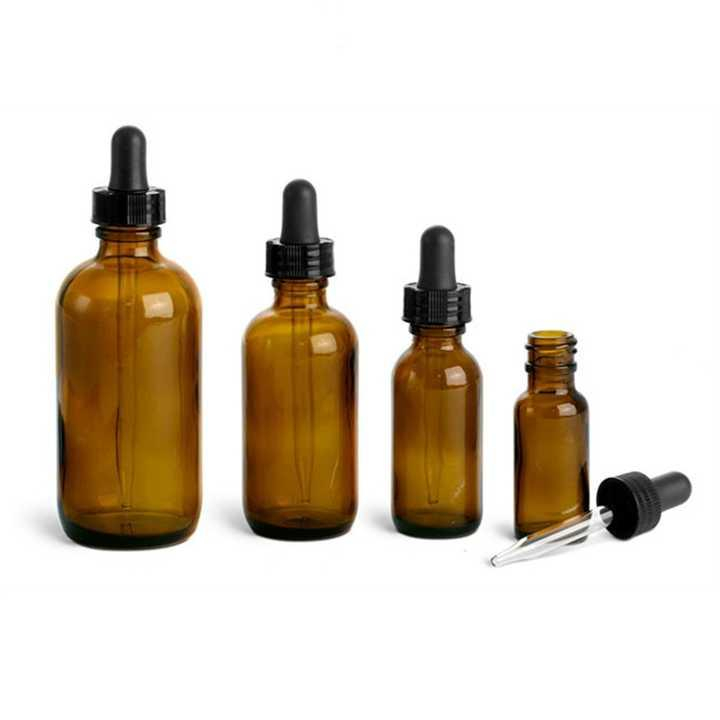 2 oz amber glass bottles with dropper