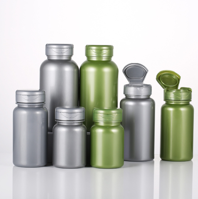 Pearlescent Green Pet Flip-top Lozenge Capsule Bottle