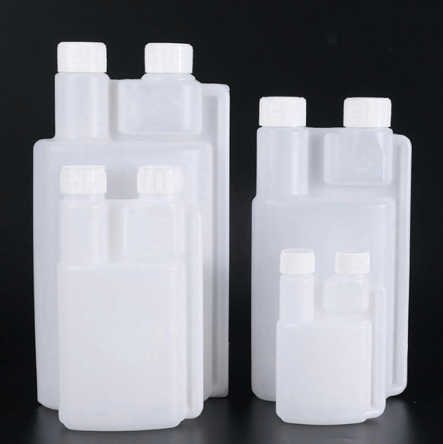 250ml HDPE Measuring Plastic Dosing Twin Neck Bottle