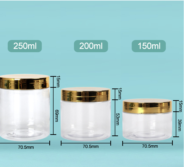 250ml Pet Jar with Golden Lid