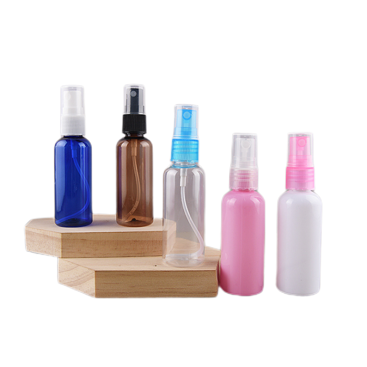 50ml transparent multicolored round shoulder spray empty bottles