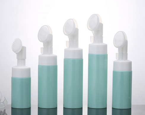 150ml Facial Cleanser Silicone Brush Head Press Foam Bottle 