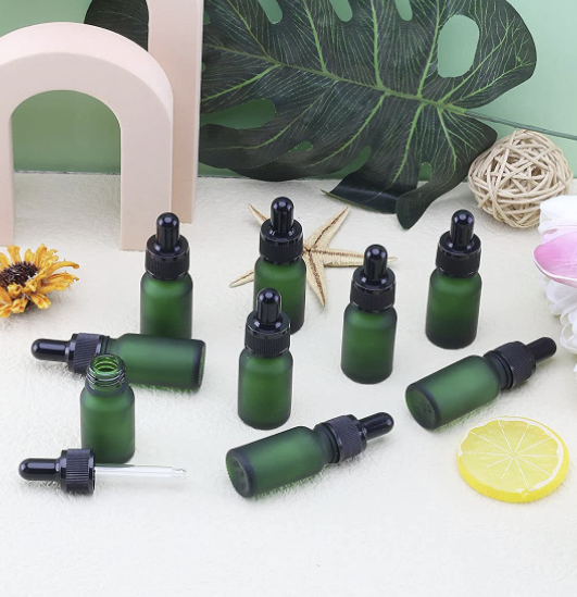 1/3oz Frosted Glass Bottles with Glass Eye Dropper Leak Proof Dispenser for Essential Oils