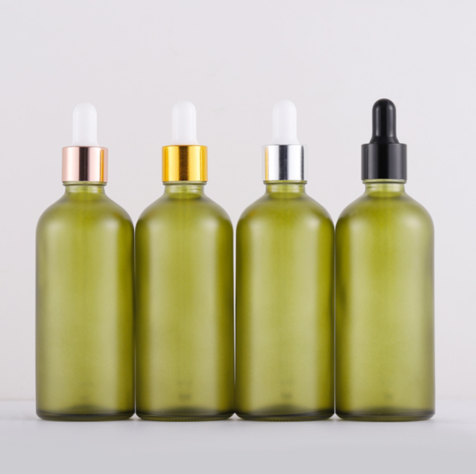 100ml olive green essential oil bottle