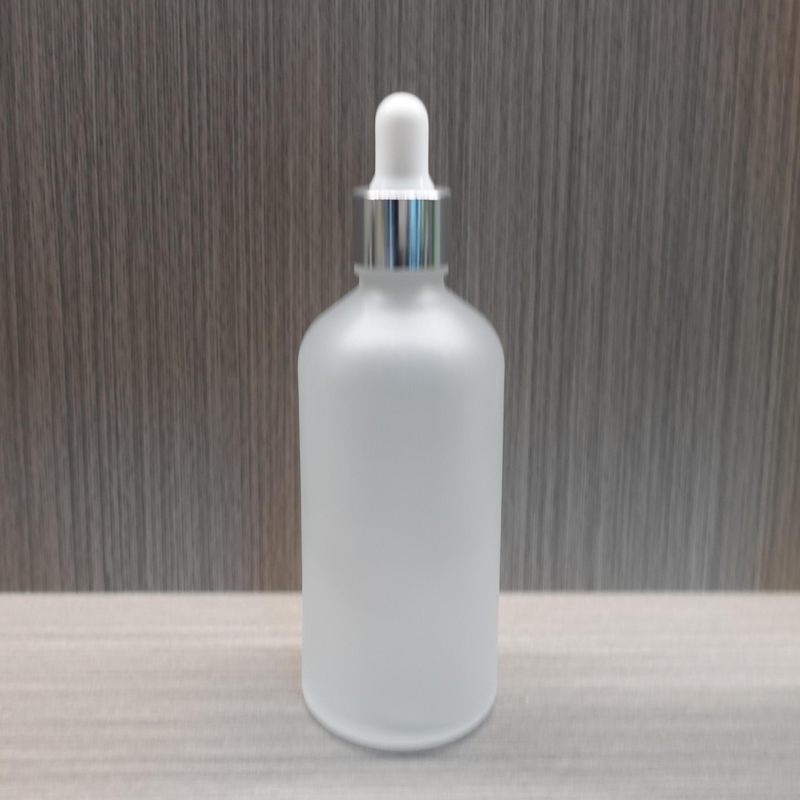 100ml Frosted Glass Silver Dropper Bottle