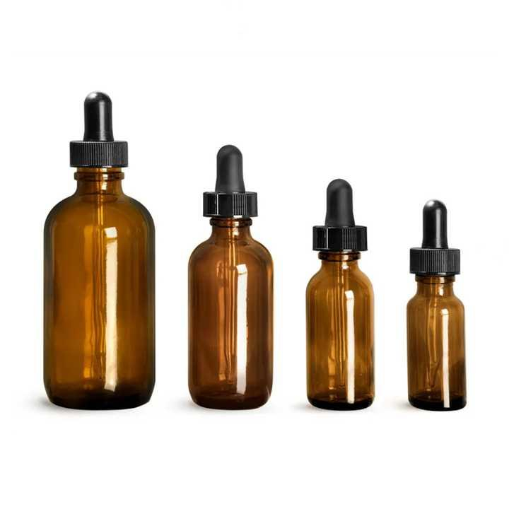 2 oz amber glass bottles with dropper