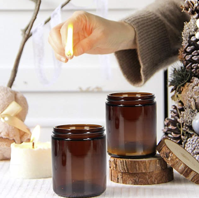 8oz Amber Round Glass Jars